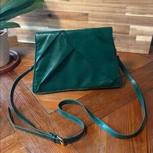 Green faux croc purse